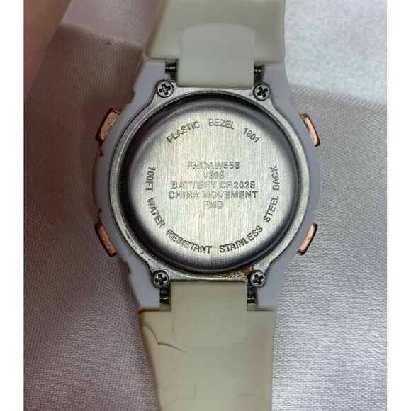 FMD Digital Sports Watch Rose Gold-Tone Bezel & White Silicone Strap FMDAW556 - Picture 3 of 10